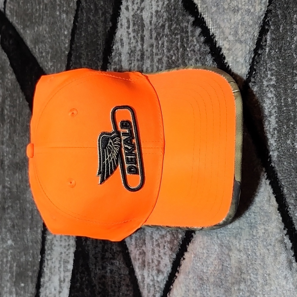 DEKALB EMBROIDERED HUNTERS ORANGE & CAMO TRIM HEADWEAR K-PRODUCTS CAP HAT